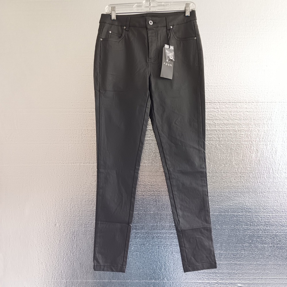 SPYM Coated Skinny Pants Women Size M Black NWT Faux Leather Look Stretch Slim